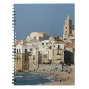 Caderno Espiral Itália, Sicília, Cefalù, Vista da cidade com Duomo
