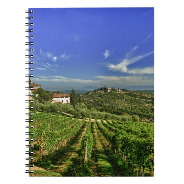 Caderno Espiral Italia, Toscânia, Greve. Os vinhedos de Castello (Frente)