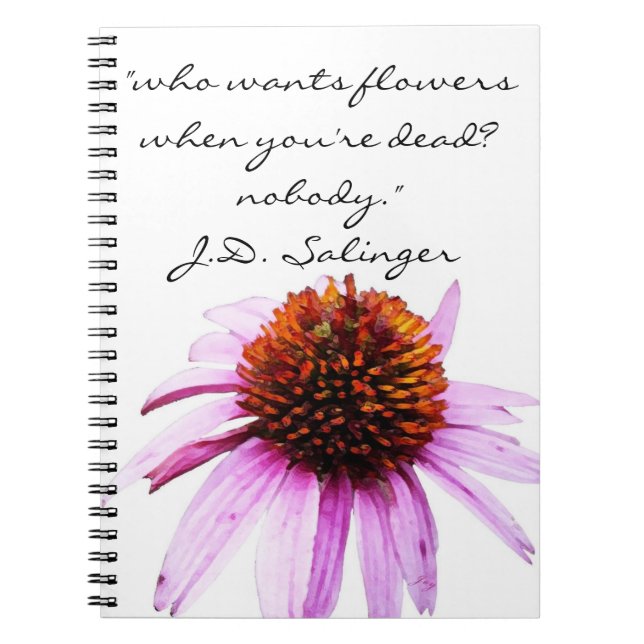 Caderno Espiral J.D. Citações das "flores" de Salinger (Frente)