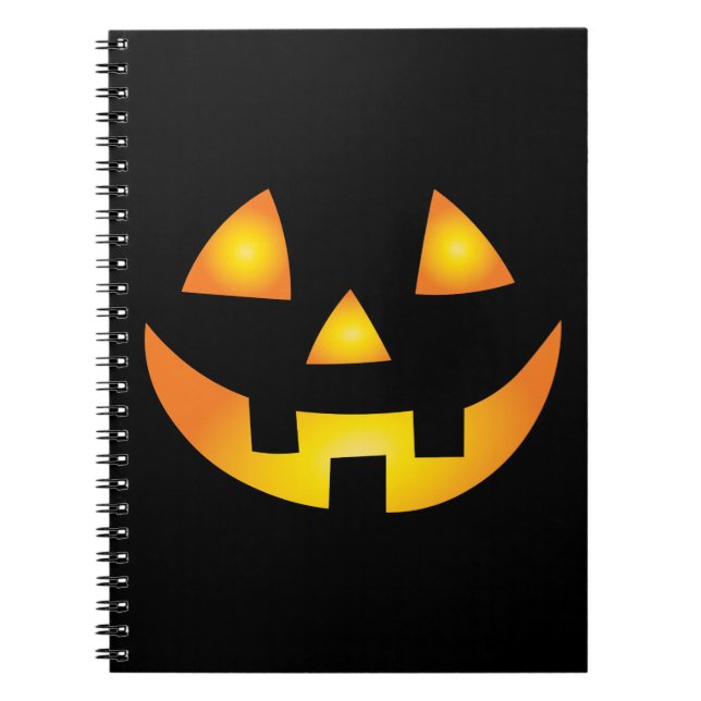 Caderno Espiral Jack O Lanterna Assustador Pumpkin Rosto Halloween (Frente)