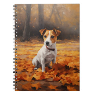 Caderno Espiral Jack Russell no outono deixa cair inspiração