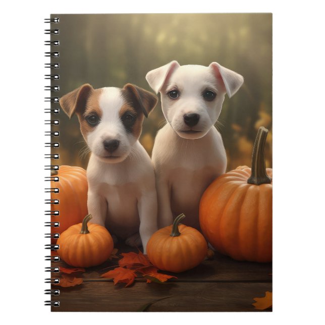 Caderno Espiral Jack Russell Puppy Autumn Delight Pumpkin (Frente)