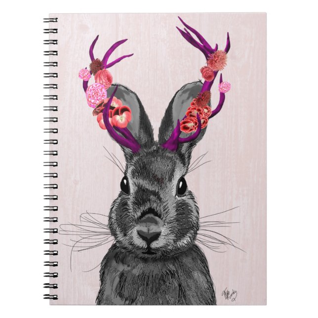 Caderno Espiral Jackalope com Antlers Rosa 2 (Frente)