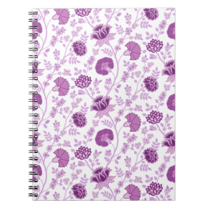 Caderno Espiral Jacobean Floral Pattern Pinks em Branco