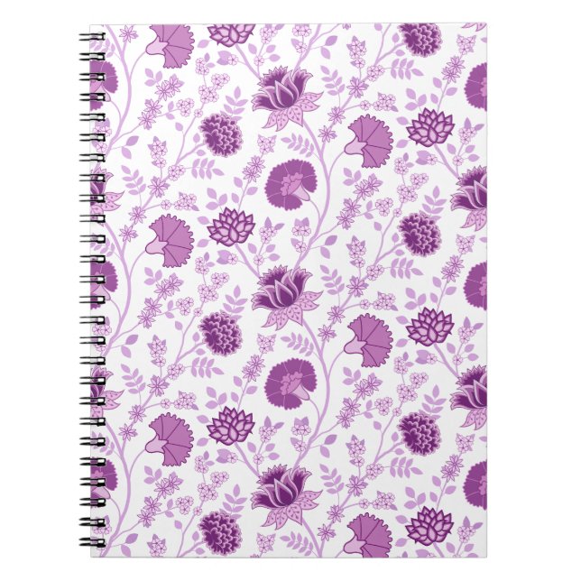 Caderno Espiral Jacobean Floral Pattern Pinks em Branco (Frente)