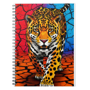 Caderno Espiral Jaguar em Fundo de Terra Rachada