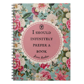 Caderno Espiral Jane Austen Quote Notebook "Prefer a Book"