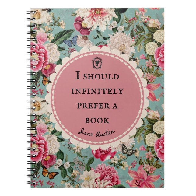 Caderno Espiral Jane Austen Quote Notebook "Prefer a Book"  (Frente)