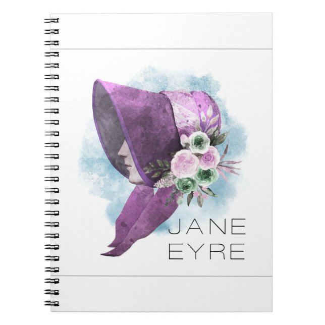 Caderno Espiral Jane Eyre Bonnet Flores Roxo e Azul (Frente)