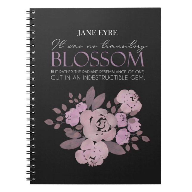 Caderno Espiral Jane Eyre - Sem Flor Transitório - Rosa Preto (Frente)