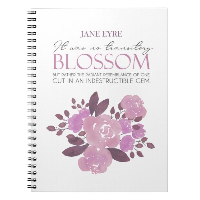 Caderno Espiral Jane Eyre - Sem Flor Transitório - Rosas Rosa (Frente)