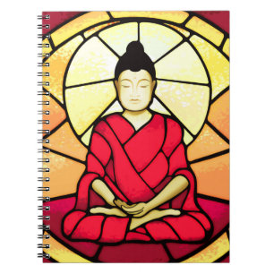 Caderno Espiral Janela de vidro da mancha de Bali buddha