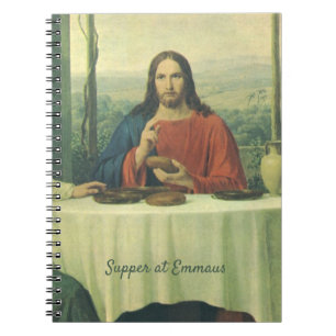 Caderno Espiral Jantar Antigo em Emaús com Jesus Cristo