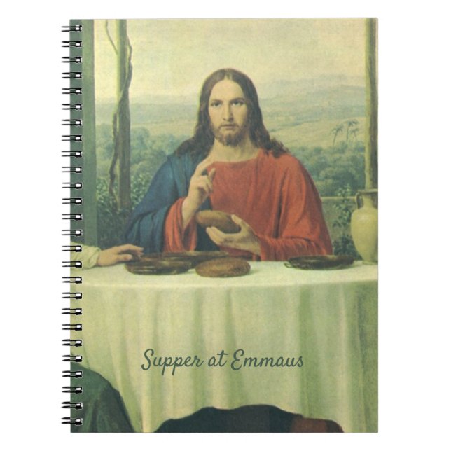 Caderno Espiral Jantar Antigo em Emaús com Jesus Cristo (Frente)