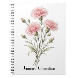 Caderno Espiral January Carnation Flowers 