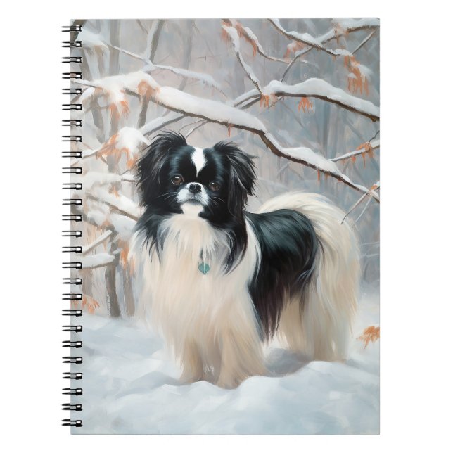 Caderno Espiral Japanese Chin Deixe Nevar Natal (Frente)