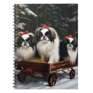 Caderno Espiral Japanese Chin Neve Trenó Decoração de Natal