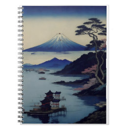 Caderno Espiral Japanese Mount Fuji Landscape Notebook