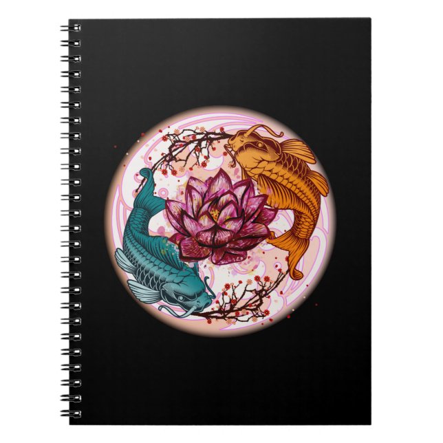 Caderno Espiral Japão Peixes Koi Anime Água Gótico de Lily Pastel (Frente)