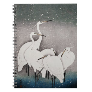 Caderno Espiral Japonês Egreans Bird Winter Snow Art