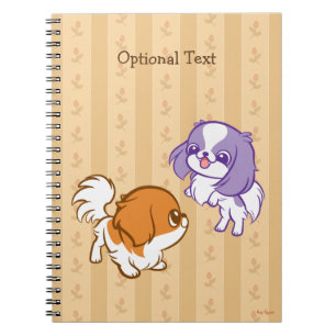 Caderno Espiral Japonês Frolicking Chin dos filhotes de cachorro