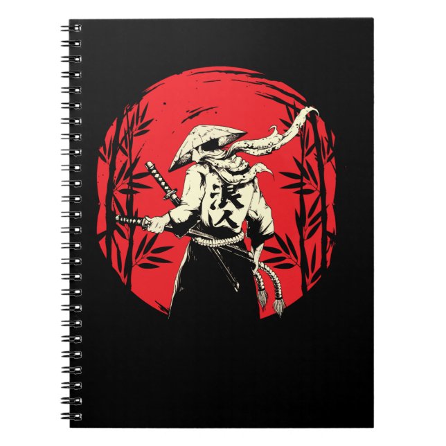 Caderno Espiral Japonês Samurai Fighter Warrior Japan Swordmen (Frente)