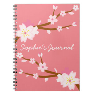 Caderno Espiral Japonês - Sopro brilhante Sakura Brilhante cor-de