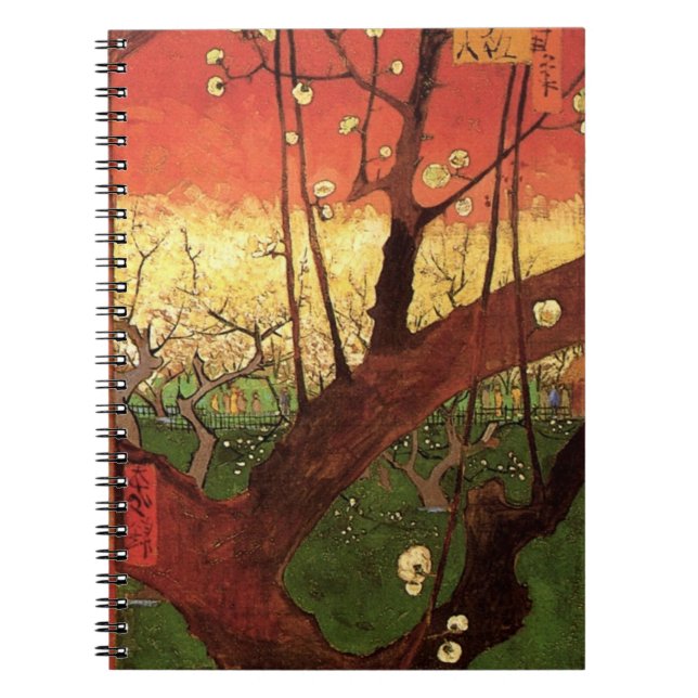 Caderno Espiral Japonismo: Flor de Plum Tree por Vincent van Gogh (Frente)