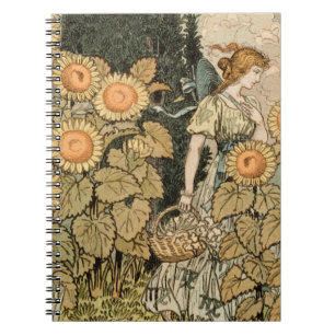 Caderno Espiral Jardim Art Nouveau Girassol Mulher Grasset