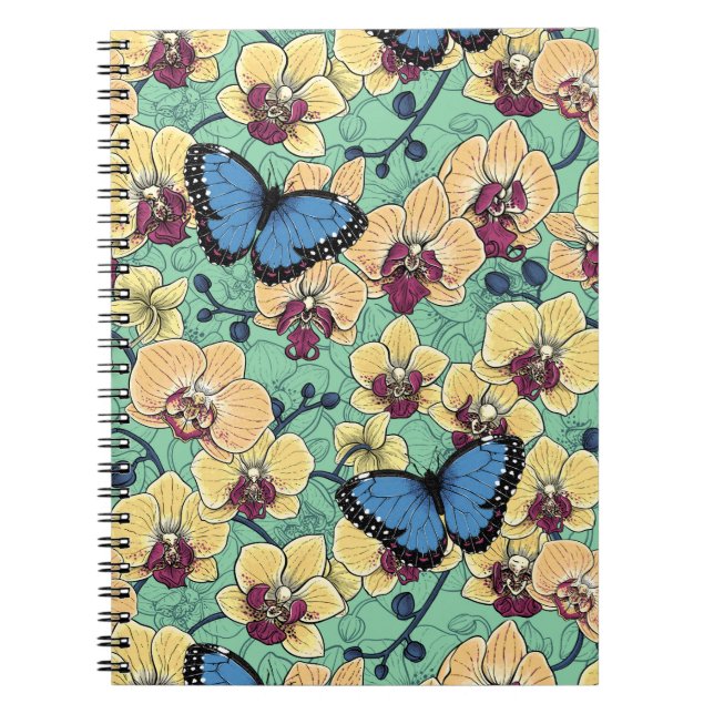 Caderno Espiral Jardim Botânico de Orquídeas com Borboletas II (Frente)