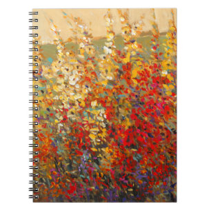 Caderno Espiral Jardim Brilhante Mural de Primavera Wildflower