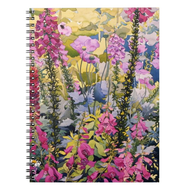 Caderno Espiral Jardim com Foxgloves (Frente)