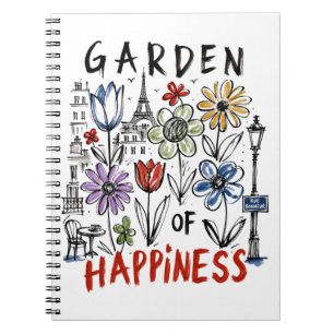 Caderno Espiral Jardim da Felicidade – Desenho Floral de Paris
