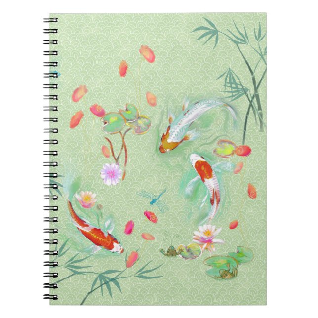 Caderno Espiral Jardim de Água Japonês no Notebook Verde Claro (Frente)