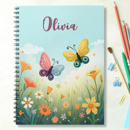 Caderno Espiral Jardim de Borboleta Pastel Whimsso