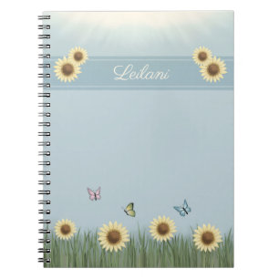 Caderno Espiral Jardim de Borboletas com Girassóis