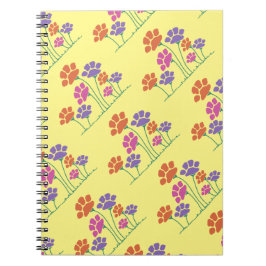 Caderno Espiral Jardim de Flor de Impressão Pawprint