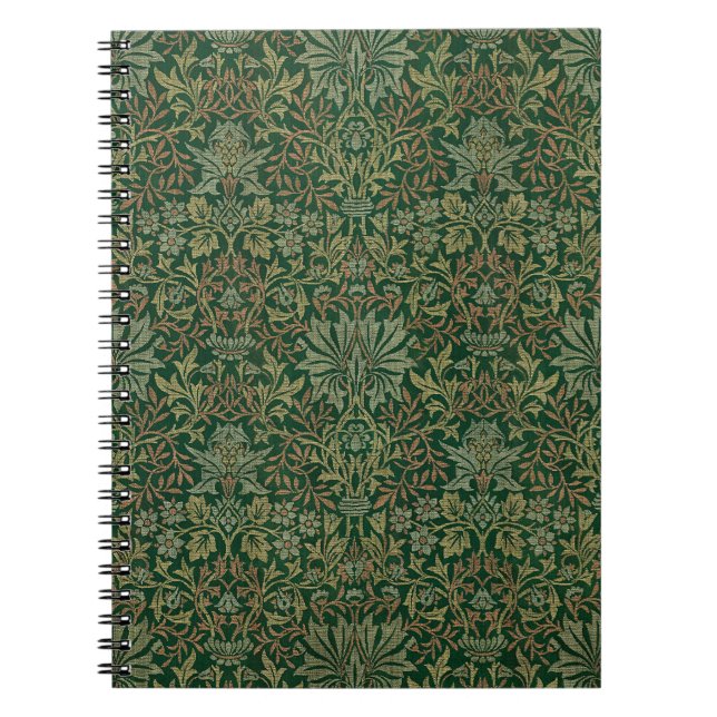 Caderno Espiral Jardim de Flores de William Morris -Verdes (Frente)