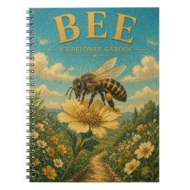 Caderno Espiral Jardim de Flores Silvestres Abelha Watercolor GeoS