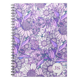 Caderno Espiral Jardim de Flores Silvestres Australianas Roxas