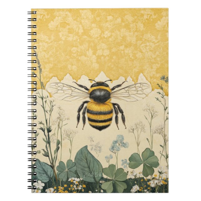 Caderno Espiral Jardim de Flores Silvestres da Abelha Melífera Vin (Frente)