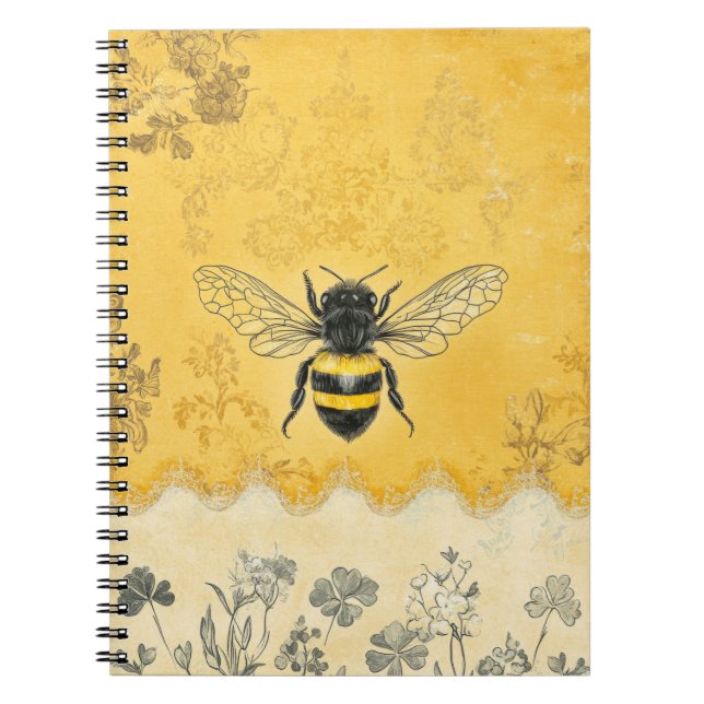 Caderno Espiral Jardim de Flores Silvestres da Abelha Melífera Vin (Frente)