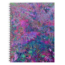 Caderno Espiral Jardim de Folhagem Abstrata com Cores de Arco-Íris
