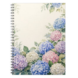 Caderno Espiral Jardim de Hortênsias em Aquarela