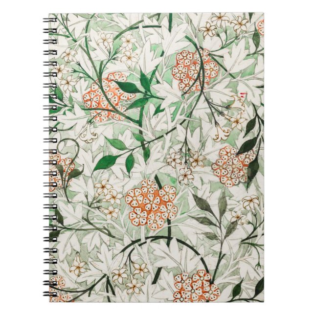 Caderno Espiral Jardim de Jasmim William Morris Flor Clássica (Frente)