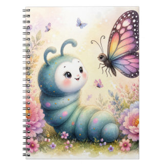Caderno Espiral Jardim de Lagarta e Borboleta de Contos de Fadas.