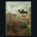 Caderno Espiral Jardim de Monet na Argentina por Claude Monet<br><div class="desc">O Jardim do Artista na Argentina (Um Canto do Jardim com Dahlias) (1873), de Claude Monet, é uma pintura de natureza floral de arte do impressionismo clássico. Uma casa de fazenda do campo está no fundo. Um casal apaixonado está passando por um jardim romântico de primavera com rosas florescentes e...</div>