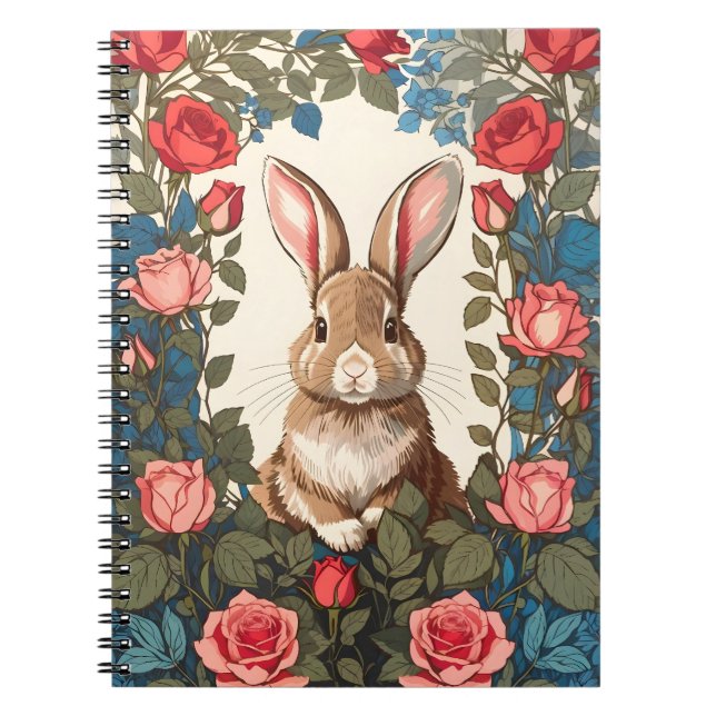 Caderno Espiral Jardim de Rosa de Bunny Brown (Frente)
