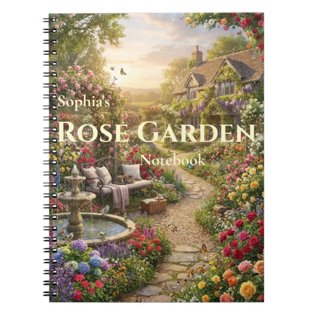 Caderno Espiral Jardim de Rosas Personalizado (Frente)