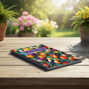 Caderno Espiral Jardim de Tulipas Coloridas Diário
